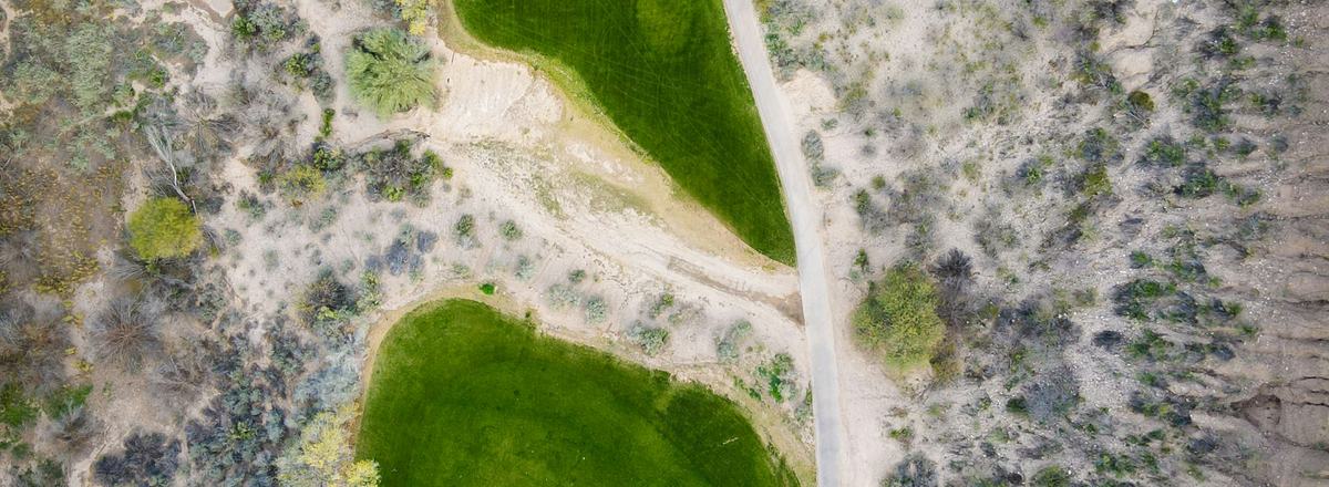Aerial view of a desert golf course in the Phoenix area
